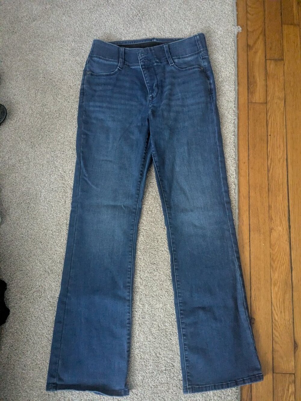 Nine West Size 10 Elastic Waist Straight Leg Blue Jeans